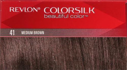 Permanent Hair Color by Revlon, Permanent Hair Dye, Colorsilk with 100% Gray Coverage, Ammonia-Free, Keratin and Amino Acids, 41 Medium Brown, 4.4 Oz (Pack of 1) Beauty REVLON   