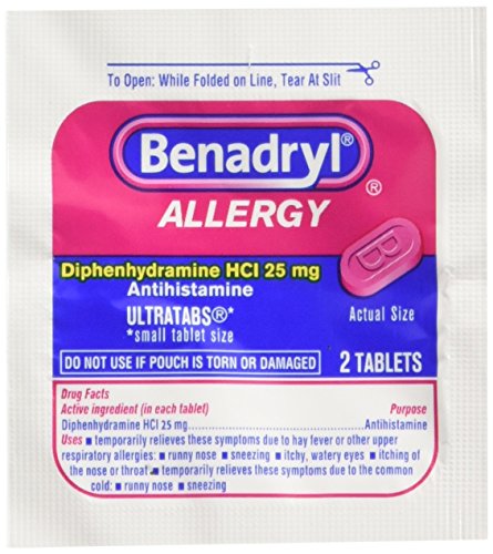 Benadryl 25/2s Display Box 25 Packets of 2 Pills, For Fever Drugstore Benadryl   