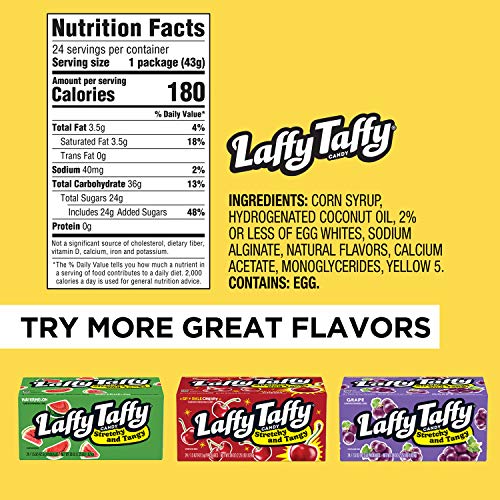 Laffy Taffy Candy, Stretchy & Tangy, Banana Flavor, 1.5 Ounce Bars (Pack of 24) Grocery Laffy Taffy   