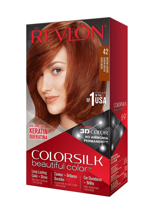 REVLON Colorsilk Beautiful Color, Permanent Hair Color with 3D Gel Technology & Keratin, 100% Gray Coverage Hair Dye, 42 Medium Auburn Beauty REVLON   