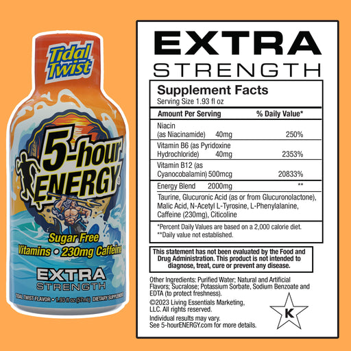 5-Hour ENERGY Shots Extra Strength, Tidal Twist - Pina Colada - 1.93 oz. 20 Count Grocery 5-hour ENERGY   