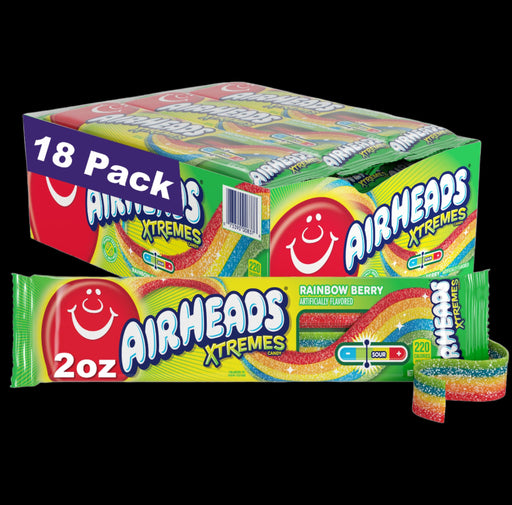 Airheads Xtremes Belts Sweetly Sour Candy, Rainbow Berry, Non Melting, Bulk Party Bag, 2 oz (Pack of 18) Grocery Airheads   