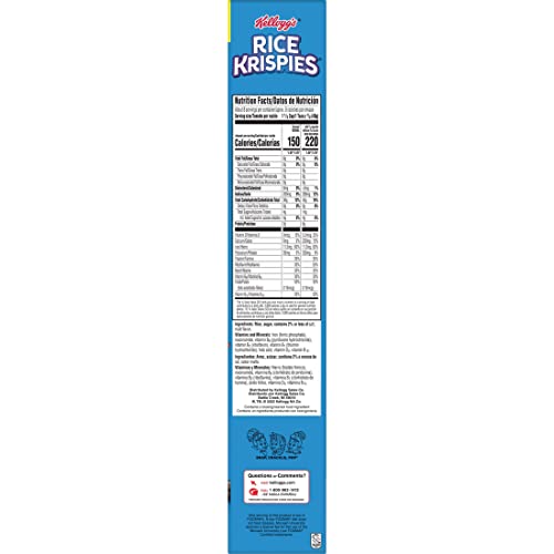 Kellogg's Rice Krispies Cold Breakfast Cereal, 8 Vitamins and Minerals, Rice Krispies Treats, Large Size, Original, 12oz Box (1 Box) Breakfast Cereal Rice Krispies   