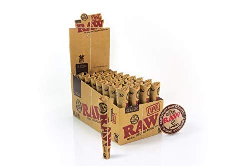 RAW Cones Classic King Size | 32 Packs | Natural Pre Rolled Rolling Paper with Tips | 3 Cones per Pack Drugstore RAW   