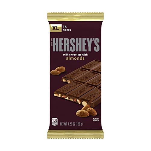 HERSHEY'S Milk Chocolate with Almonds XL Candy, Bulk Individually Wrapped, 4.25 oz Bars (12 Count, 16 Pieces) Grocery HERSHEY'S   