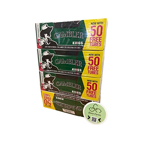 Green Caviar Club Gambler Menthol King Size Filter Tubes 250 Count Box (Pack of 4) with GCC Sticker, Green Drugstore Green Caviar Club   