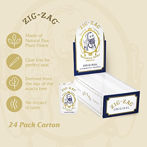Zig-Zag Rolling Papers – Original White 70 mm Paper – Natural Gum Arabic . Roiling ZIG-ZAG   