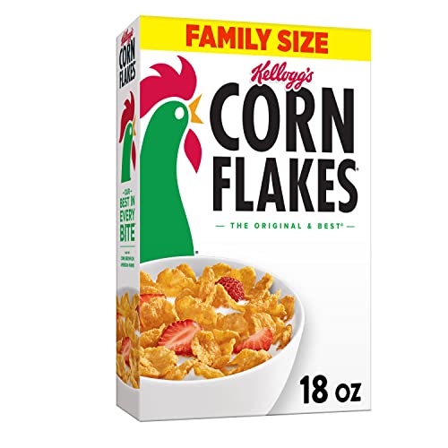 Kellogg’s Corn Flakes, Breakfast Cereal, Original, Fat-Free, 18 oz Box Breakfast Cereal Corn Flakes   