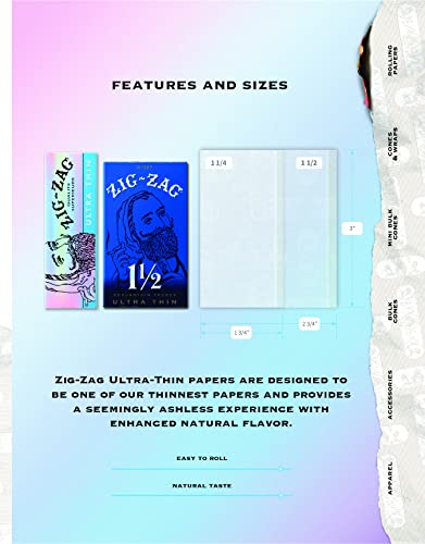Zig-Zag Rolling Papers 1 1/2 Ultra Thin - Blue - 32 papers per Booklet (24 Booklet Carton) Drugstore ZIG-ZAG   