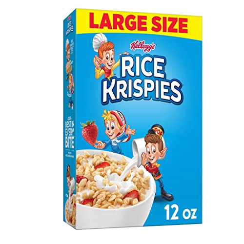 Kellogg's Rice Krispies Cold Breakfast Cereal, 8 Vitamins and Minerals, Rice Krispies Treats, Large Size, Original, 12oz Box (1 Box) Breakfast Cereal Rice Krispies   