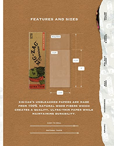Zig-Zag Rolling Papers Unbleached 1 1/4 (24 Booklets Retailer Box) 78 mm Drugstore ZIG-ZAG   