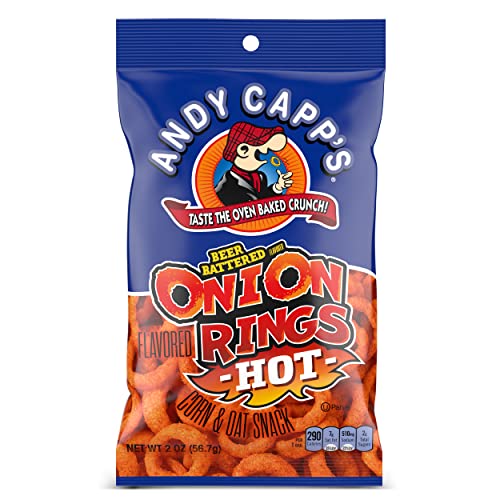 Andy Capp's Beer Battered Flavored Onion Flavored Rings Baked Oat and Corn Snacks, Hot, 2 oz Potato Chips Andy Capp's   
