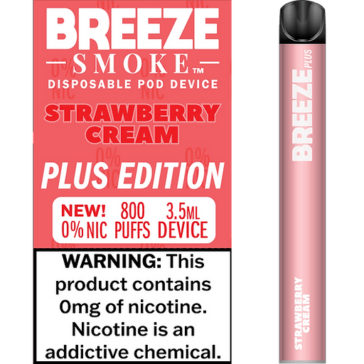 Breeze Plus 0% Nic Vaporizers & Electronic Cigarettes Breeze 5 pk. Breeze Plus Zero Nicotine Strawberry Cream 