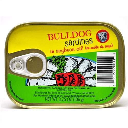 Bulldog Sardines Oil 3.75oz. Full Case Pack 24 / 3.75oz. Canned Seafood Bulldog   