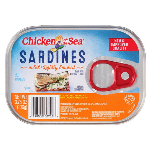 Chicken Of The Sea Sardines In Oil 3.75oz. Full Case  Pack 18 / 3.75oz. Canned Seafood Chicken Of The Sea   