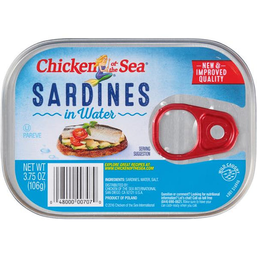 Chicken Of The Sea Sardines In Water 3.75oz. Full Case Pack 18 / 3.75oz. Canned Seafood Chicken Of The Sea   
