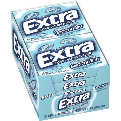 Extra Gum Smooth Mint 15ct.  Pack of 10 / 15ct. Candy & Chocolate Extra Gum   