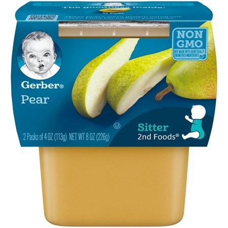 Gerber 2nd Food Baby Food Pear Puree, Natural & Non-GMO, 4 Ounce Tubs, 8 pack. Baby Food Gerber   