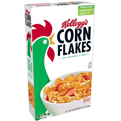 Kellogg's Corn Flakes, Breakfast Cereal, Original, Fat Free, 12oz Box Breakfast Cereal Corn Flakes   