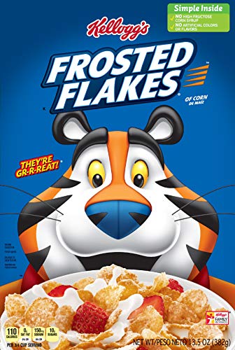 Kellogg's Frosted Flakes Breakfast Cereal, 8 Vitamins and Minerals, Kids Snacks, Original, 13.5oz Box (1 Box) (Packaging may vary) Breakfast Cereal Frosted Flakes   