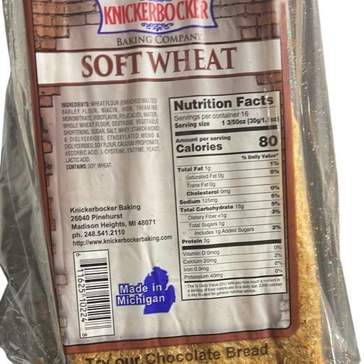 Knickerbocker Soft Wheat Bread Whole Wheat Bread Knickerbocker Bakery   