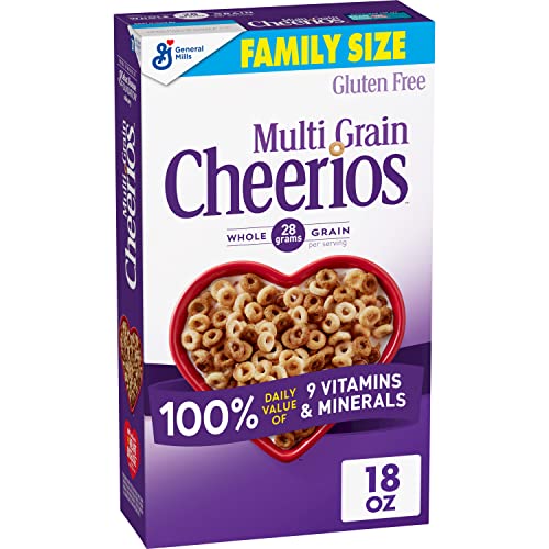 Multi Grain Cheerios Heart Healthy Cereal, Gluten Free Multigrain Cereal with Whole Grain Oats, Family Size, 18 oz Breakfast Cereal Cheerios   
