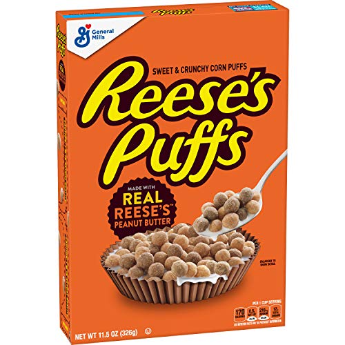 Reese's Puffs Cereal, Chocolate Peanut Butter, with Whole Grain, 11.5 oz Breakfast Cereal Reese's   