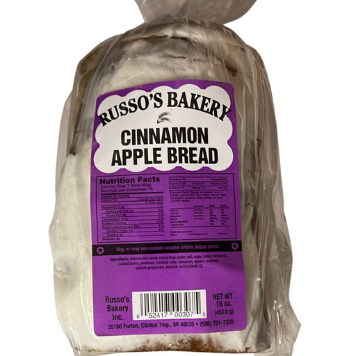 Russo's Bakery Cinnamon Apple Bread 16oz. Cinnamon Bread Russo's Bakery   