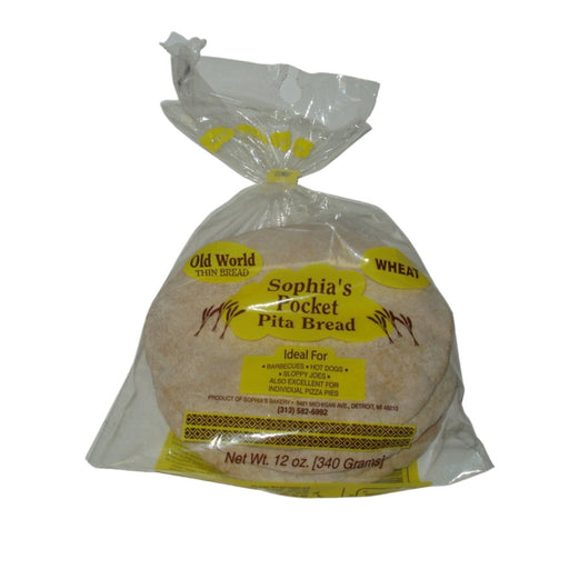 Sophia’s Bakery Wheat 5" Pocket Pita Bread . Pita Bread Sophia Bakery   