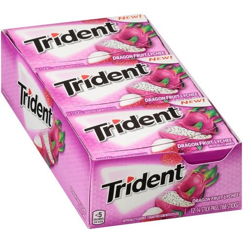 Trident Gum Dragon Fruit Lychee 14ct.  Pack	of 12 / 14ct. Candy & Chocolate Trident   