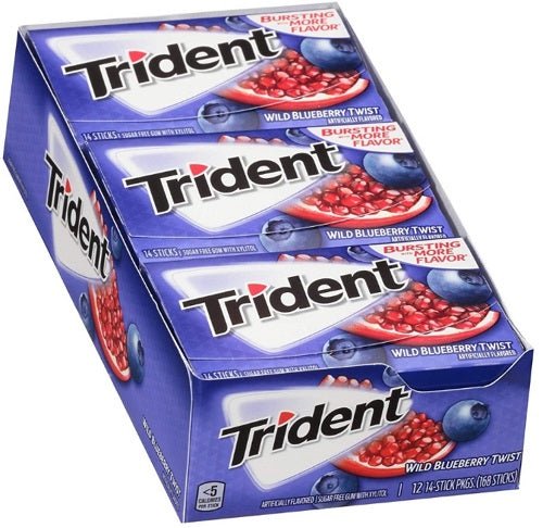 Trident Gum Wild Blueberry Twist 14ct.  Pack	 of 12 / 14ct. Candy & Chocolate Trident   