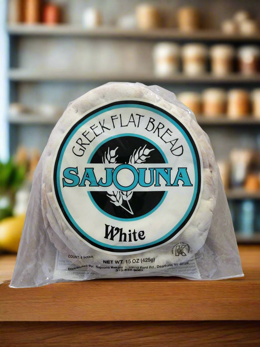 Sajouna Greek Flat Bread White 15oz. Pita Bread Sajouna Bakery