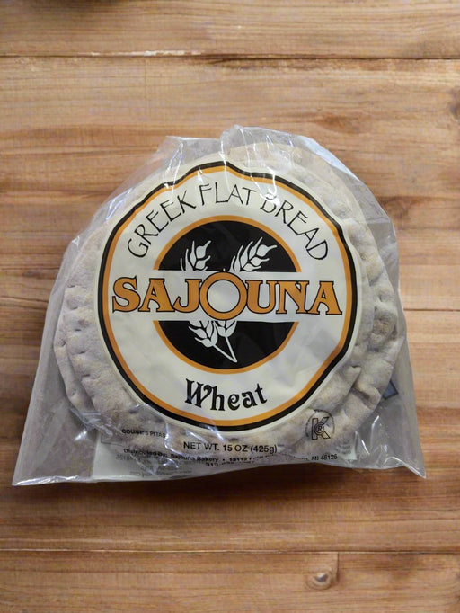 Sajouna Greek Flat Bread Wheat 15oz. Pita Bread Sajouna Bakery