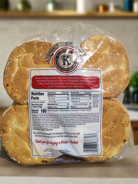 Metropolitan Kaiser Rolls Sesame 8ct.  Metropolitan Baking Company   