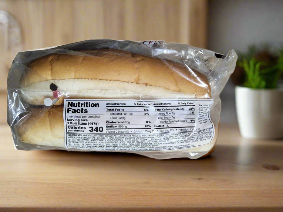 Metropolitan Sub Bun 8".  Metropolitan Baking Company   