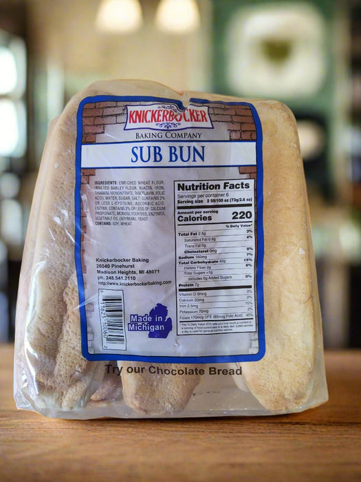 Knickerbocker Bakery Sub Bun 15.5oz. 6ct. Knickerbocker Bakery