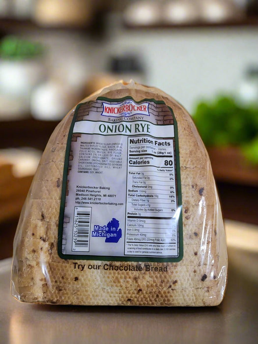 Knickerbocker Bakery Onion Rye Bread 16oz. The Sumerian Bread Shop