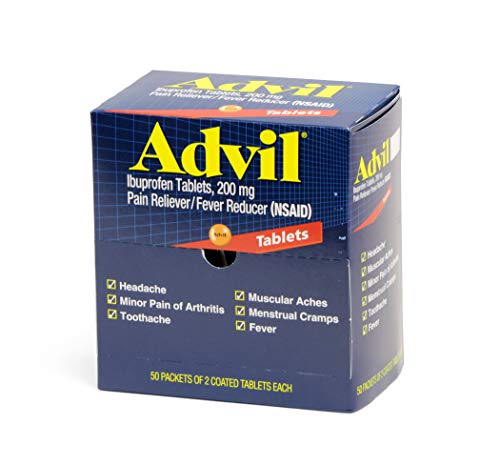 Advil 40933 Ibuprofen, Pain Reliever / Fever Reducer 200 mg Tablets, 50 Packets of 2 Tools Medique   