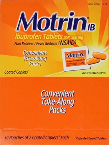 Motrin IB, Ibuprofen 200mg Tablets for Fever, Muscle, Headache & Pain Relief, 50 Count, Pack of 2 Drugstore Motrin   