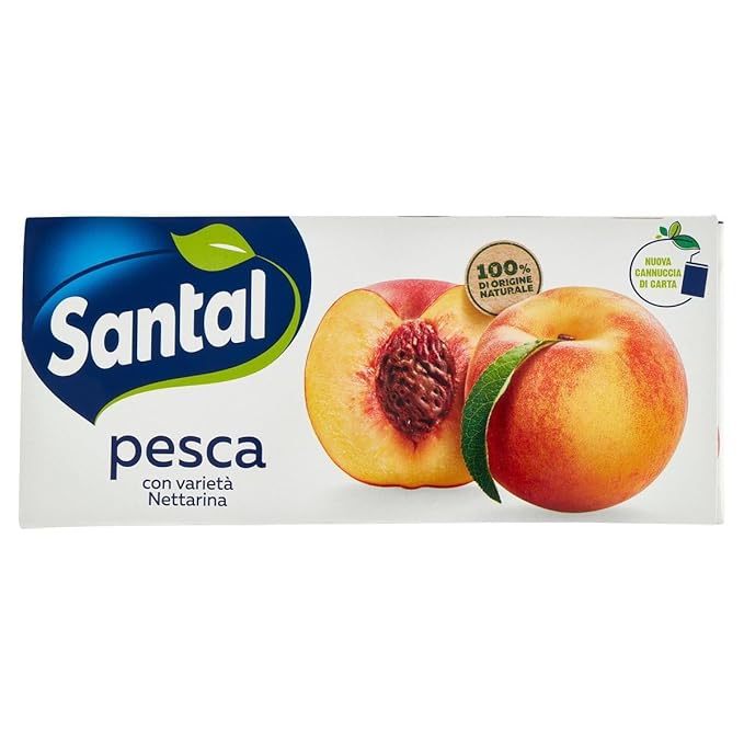 Santal 100% Natural Fruit Juice, No Added Sugar, Made in Italy (8x3 (24 Bottles), Peach) Beverage Brand: Santal