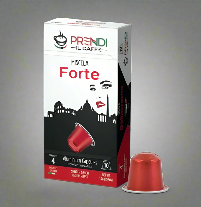 Prendi Espresso Forte Crema Espresso Coffee 10 Aluminum capsules Made in Italy. Coffee Espresso Prendi il Caffe