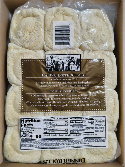 Metropolitan Brown & Serve Dinner Rolls Dinner Rolls Metropolitan Baking Company   