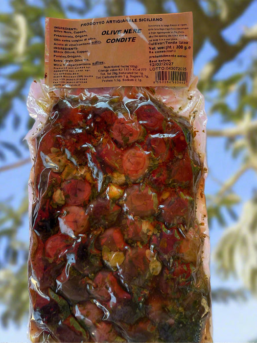 Agrestis Spicy Black Olives 300g. MADE IN ITALY olives Agrestis