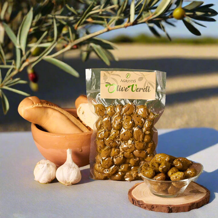 Agrestis Sweet Green Olives 300g. Made In Italy. olives Agrestis