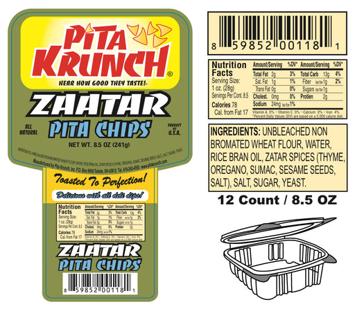 Pita Krunch Zataar Pita Chips 6.5oz. Pita Chips Pita Krunch 12 Pack.  