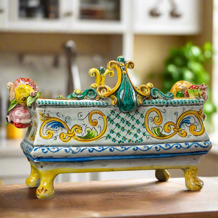 Sicilian Ceramic Centerpiece Square. Made In Italy. Ceramic Sicilian Thing