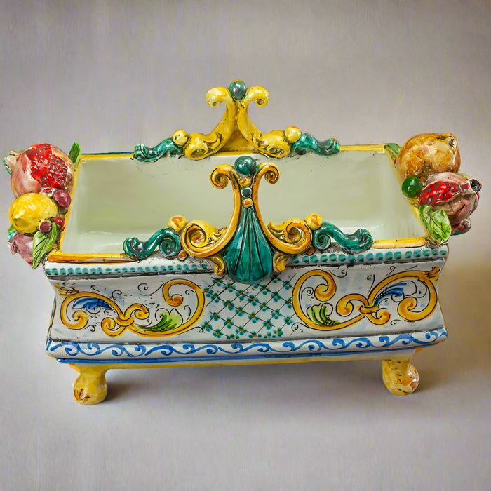 Sicilian Ceramic Centerpiece Square. Made In Italy. Ceramic Sicilian Thing