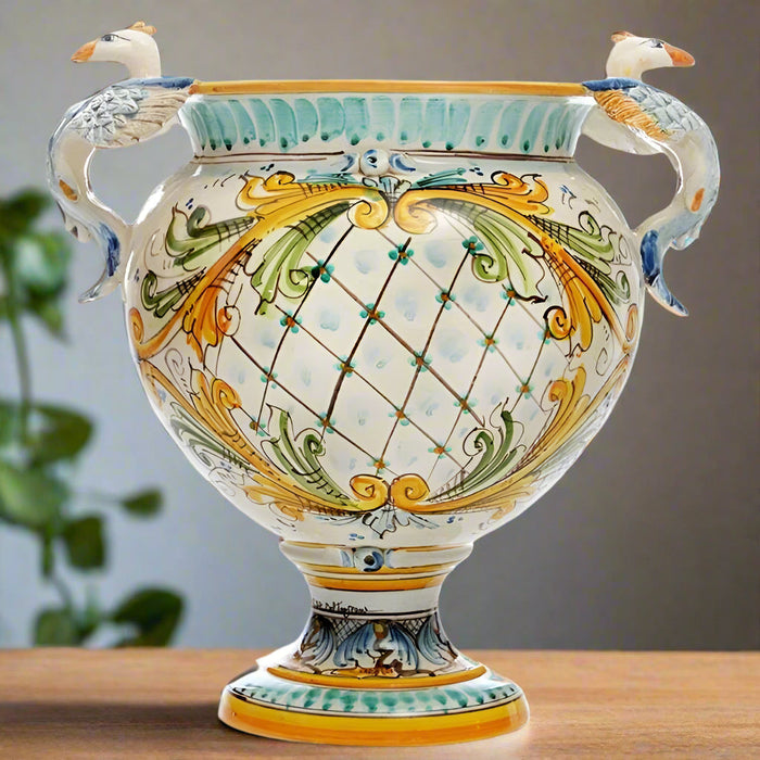 Sicilian Ceramic yellow Centerpiece. Made In Italy. Ceramic Sicilian Thing