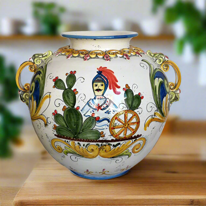 Sicilian Ceramic Flower Pot Stand. Made In Italy. Ceramic Sicilian Thing