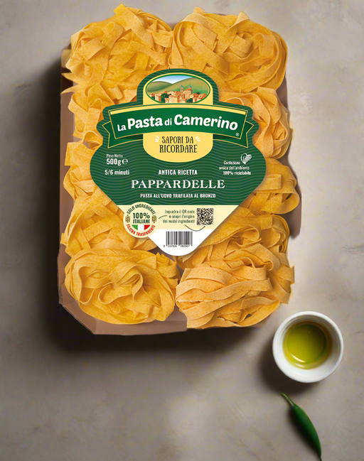 La Pasta di Camerino EGG PAPPARDELLE 500G. BRONZE-DRIED EGG PASTA. La Pasta di Camerino